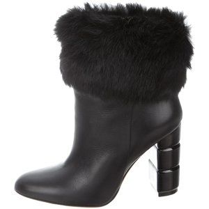 Salvatore Ferragamo Loris Fur-Trimmed black boots